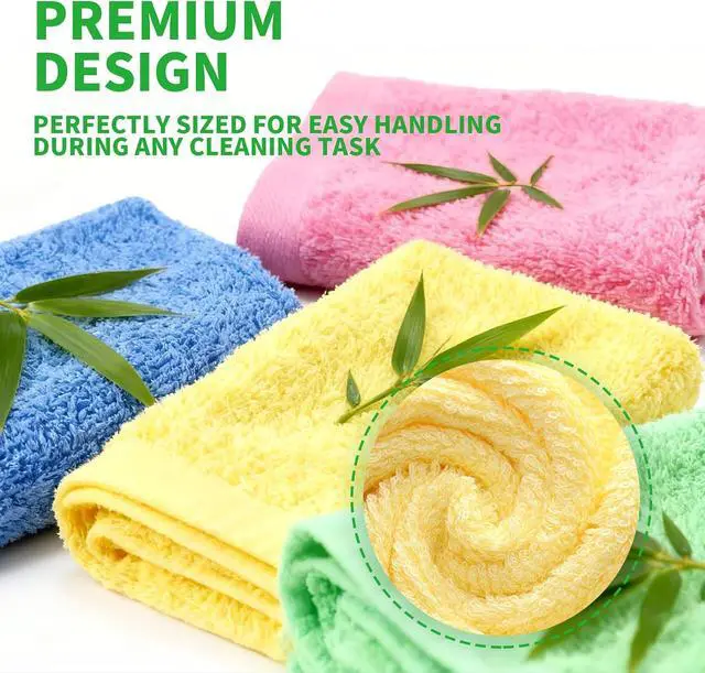 Alt view image 7 of 7 - Bamboo Microfiber Cleaning Cloth-8Pcs Kitchen Wash Cloths,Wood Fiber Window Glass Rags,Micro Fiber Cloth for Cleaning Suitable for Dishes,Car Towel Rag Made From Baby Washcloths Material (multicolour)