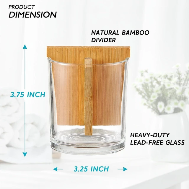 Alt view image 3 of 7 - Glass Toothbrush and Toothpaste Holder with Bamboo Divider for Bathroom Countertop, Toothbrush Organizer Stand for Bathroom Vanity Countertops - 1 Pack