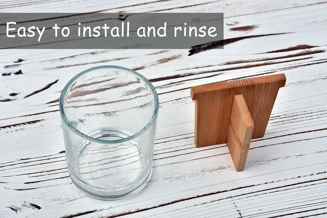 Alt view image 4 of 7 - Glass Toothbrush and Toothpaste Holder with Bamboo Divider for Bathroom Countertop, Toothbrush Organizer Stand for Bathroom Vanity Countertops - 1 Pack