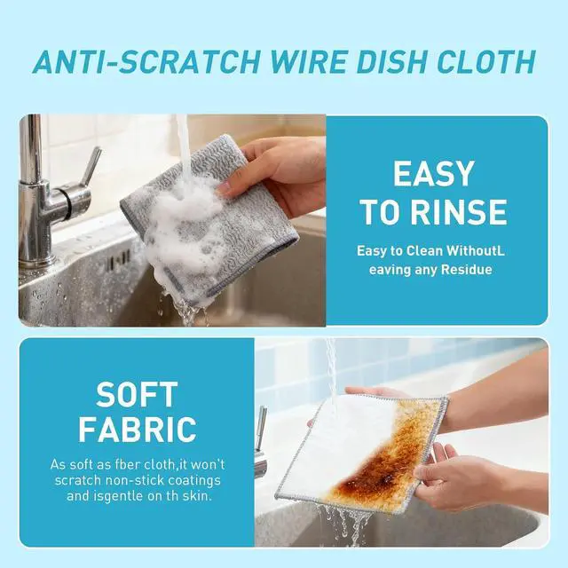 Alt view image 5 of 7 - New Upgrade Wire Dishwashing Rag,Wet and Dry,Easy Rinsing, Reusable