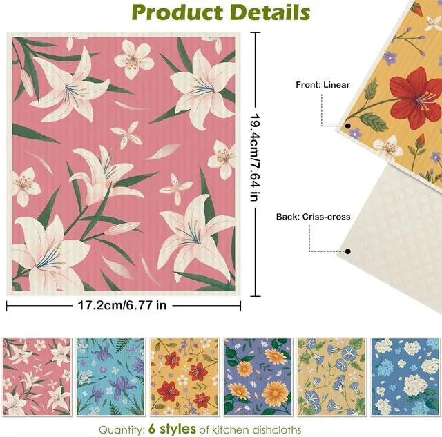 Alt view image 2 of 7 - 6 Pcs Swedish Paper Cloths for Kitchen, Reusable Paper Towels Washable
