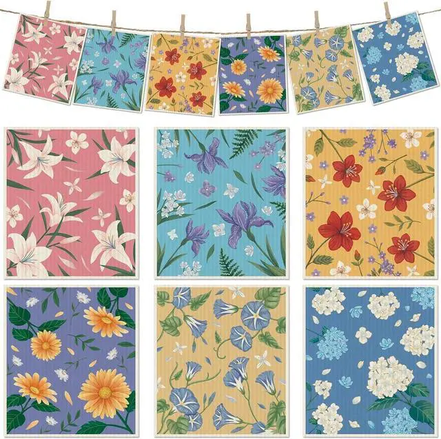 Main image of 6 Pcs Swedish Paper Cloths for Kitchen, Reusable Paper Towels Washable
