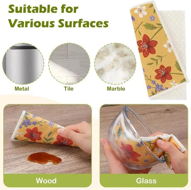 Alt view image 6 of 7 - 6 Pcs Swedish Paper Cloths for Kitchen, Reusable Paper Towels Washable