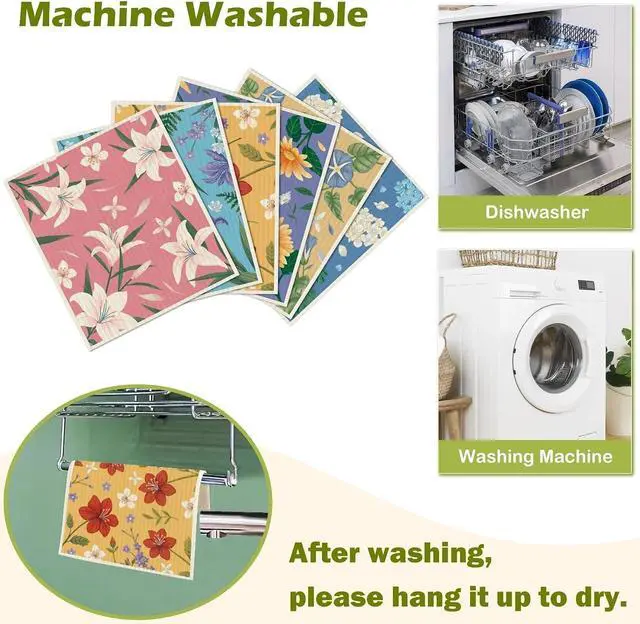 Alt view image 5 of 7 - 6 Pcs Swedish Paper Cloths for Kitchen, Reusable Paper Towels Washable