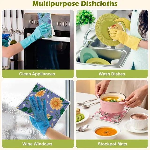 Alt view image 7 of 7 - 6 Pcs Swedish Paper Cloths for Kitchen, Reusable Paper Towels Washable
