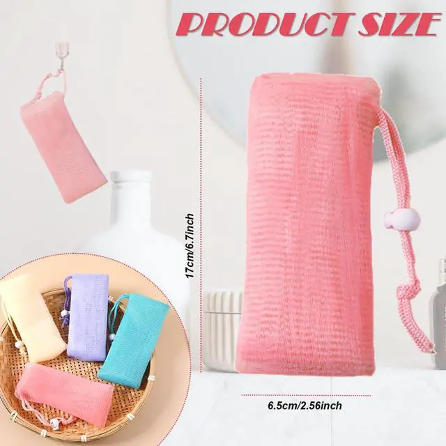 Alt view image 2 of 5 - 10Packs Exfoliating Mesh Soap Bag Mesh Saver Pouch Bubble Foaming Nets Pocket Drawstring Foaming Net Soap Bag for Shower Body Facial Cleaning Tool Random Color