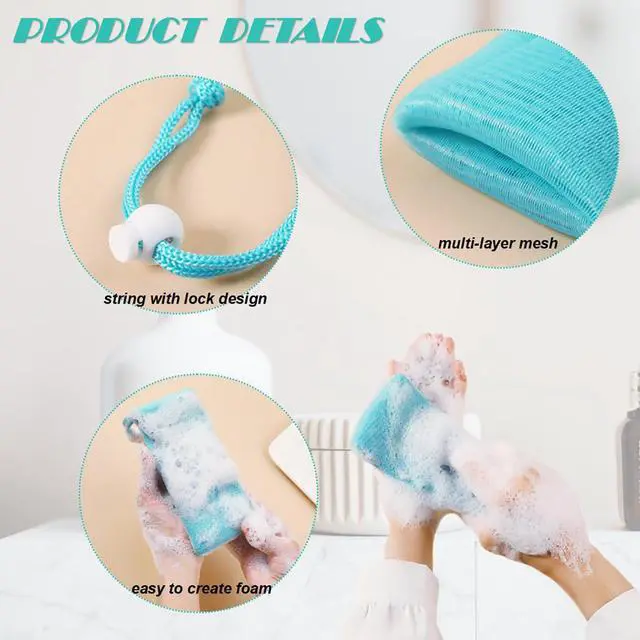 Alt view image 3 of 5 - 10Packs Exfoliating Mesh Soap Bag Mesh Saver Pouch Bubble Foaming Nets Pocket Drawstring Foaming Net Soap Bag for Shower Body Facial Cleaning Tool Random Color