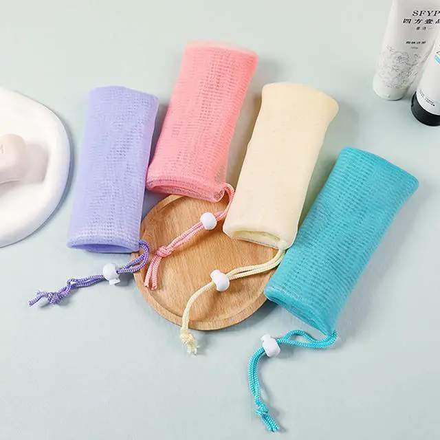 Alt view image 5 of 5 - 10Packs Exfoliating Mesh Soap Bag Mesh Saver Pouch Bubble Foaming Nets Pocket Drawstring Foaming Net Soap Bag for Shower Body Facial Cleaning Tool Random Color