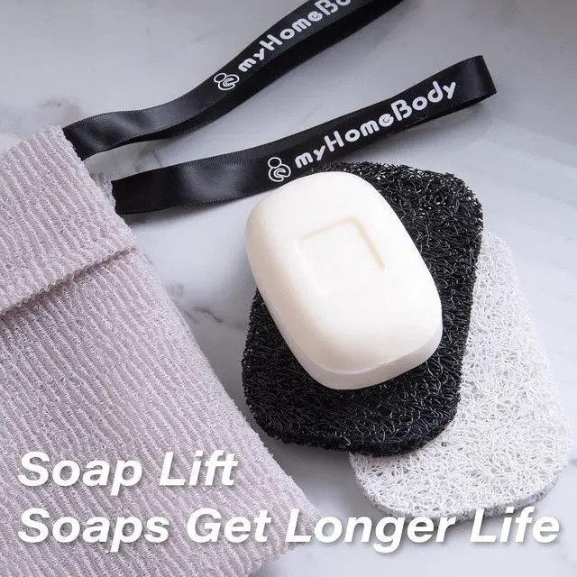 Alt view image 4 of 7 - myHomeBody Soap Pocket Exfoliating Pouch, White Smoke, 2 pc + 2 Soap Pads