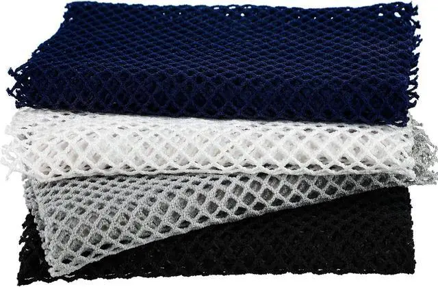 Main image of 4 Pieces African Net Bath Net Sponge Body Exfoliating Polyester Cleaning Shower Body Scrubber Back Scrubber Exfoliating Wash Bath Cloth for Daily Use (Black, Blue, White, Gray,7.8 x 27.6 Inch)