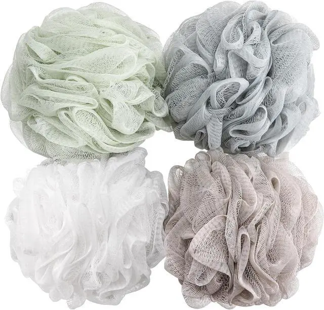 Main image of BTYMS Bath Sponge Shower Loofahs 60g Mesh Pouf Bath Scrunchies Body Wash Puff Shower Puff - Pack of 4