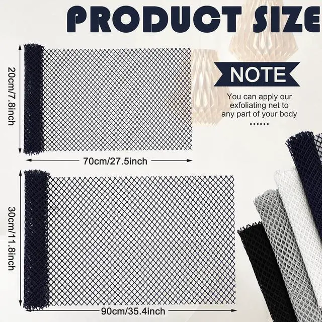 Alt view image 3 of 6 - 4 Pieces African Net Bath Net Sponge Body Exfoliating Polyester Cleaning Shower Body Scrubber Back Scrubber Exfoliating Wash Bath Cloth for Daily Use (Black, Blue, White, Gray,7.8 x 27.6 Inch)