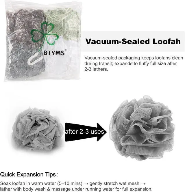 Alt view image 5 of 7 - BTYMS Bath Sponge Shower Loofahs 60g Mesh Pouf Bath Scrunchies Body Wash Puff Shower Puff - Pack of 4
