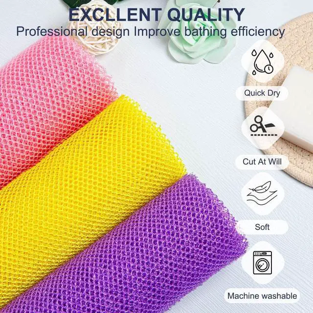 Alt view image 2 of 6 - African Net Sponge African Exfoliating Net African Bath Sponge African Scrubbing Long Net Rag African Wash Net Shower Body Scrubber