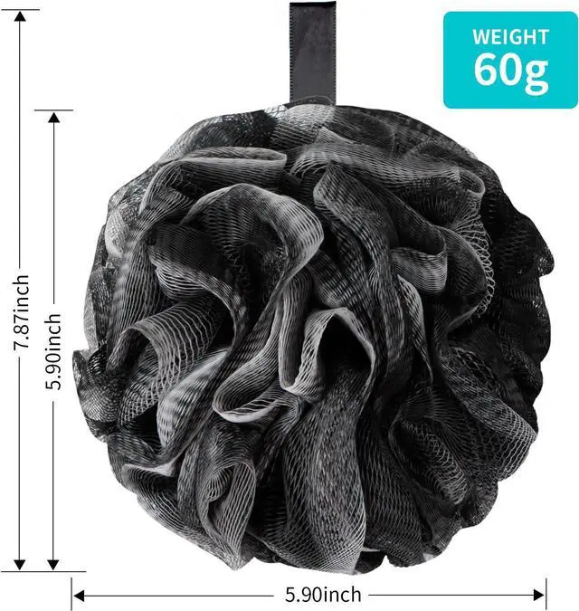 Alt view image 2 of 7 - BCKENEY Bath Loofah Shower Sponge Body Back Scrubber Soft Mesh Shower Puffs Exfoliating Loofa for Women & Men Bath Accessories Cleaning Tool (Pack of 4 60G Loofah, Dark Elf)