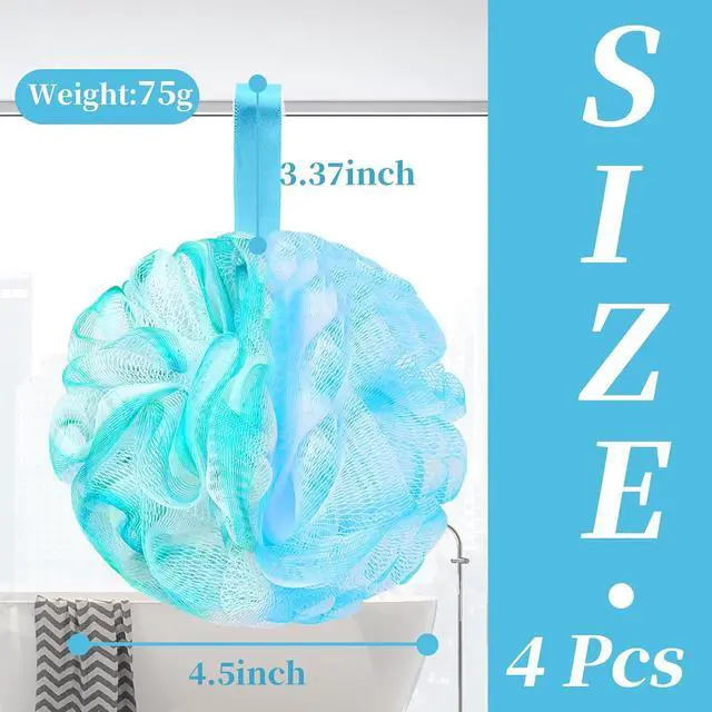 Alt view image 2 of 7 - BCKENEY Bath Loofah Shower Sponge Body Back Scrubber Soft Mesh Shower Puffs Exfoliating Loofa for Women & Men Bath Accessories Cleaning Tool (4Pcs 75G, Extra Large)