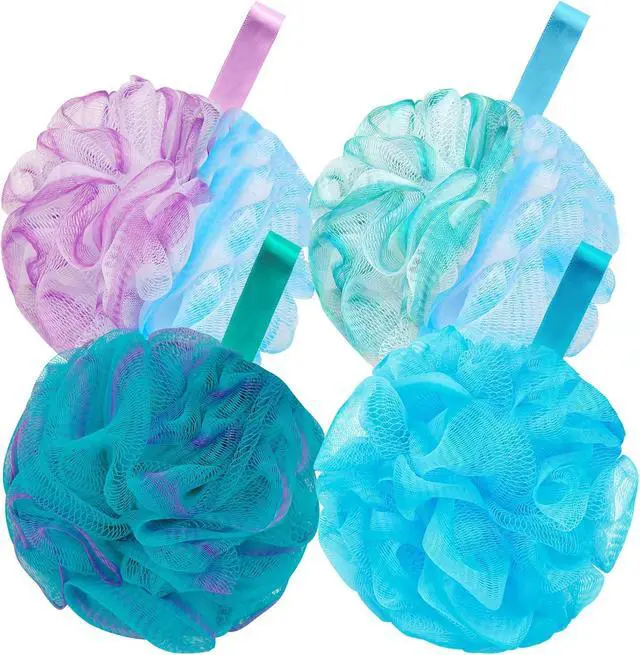 Main image of BCKENEY Bath Loofah Shower Sponge Body Back Scrubber Soft Mesh Shower Puffs Exfoliating Loofa for Women & Men Bath Accessories Cleaning Tool (4Pcs 75G, Extra Large)