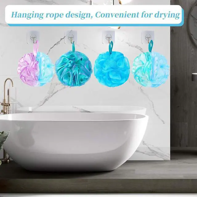 Alt view image 7 of 7 - BCKENEY Bath Loofah Shower Sponge Body Back Scrubber Soft Mesh Shower Puffs Exfoliating Loofa for Women & Men Bath Accessories Cleaning Tool (4Pcs 75G, Extra Large)
