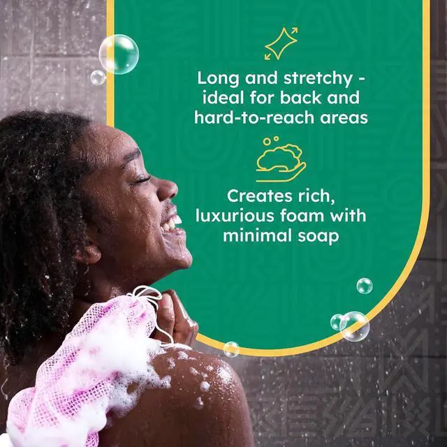 Alt view image 4 of 6 - AURAE Premium African Net Sponge Authentic Exfoliating Body Scrubber, 45-Inch, Quick-Drying Black
