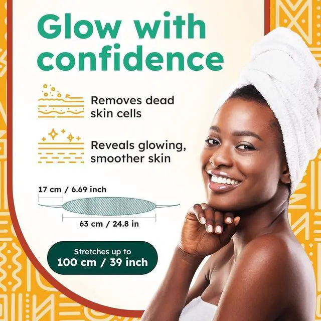 Alt view image 2 of 6 - AURAE Premium African Net Sponge Authentic Exfoliating Body Scrubber, 45-Inch, Quick-Drying Black