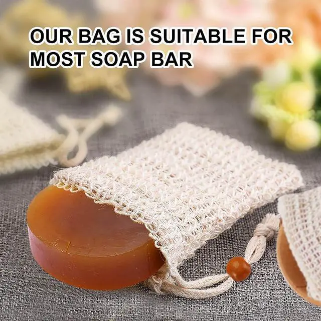 Alt view image 2 of 7 - Soap Bag, Natural Sisal Soap Saver Bag Pouch Mesh Net Waste Plastic-Free Exfoliating Foaming and Drying Soap Holder for Shower (4 Pack)