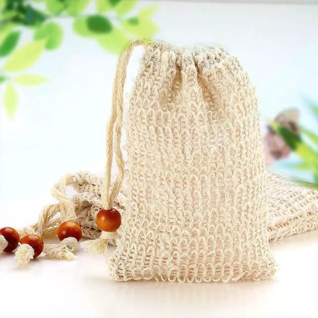 Alt view image 7 of 7 - Soap Bag, Natural Sisal Soap Saver Bag Pouch Mesh Net Waste Plastic-Free Exfoliating Foaming and Drying Soap Holder for Shower (4 Pack)