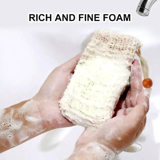 Alt view image 4 of 7 - Soap Bag, Natural Sisal Soap Saver Bag Pouch Mesh Net Waste Plastic-Free Exfoliating Foaming and Drying Soap Holder for Shower (4 Pack)
