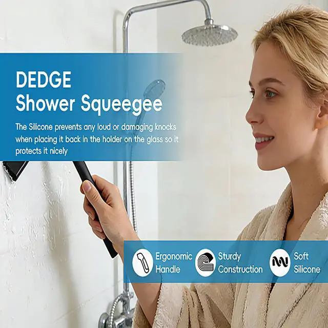 Alt view image 4 of 7 - DEDGE Shower Squeegee Window Glass Wiper Scraper Cleaner with Silicone Blade for Bathroom/Kitchen/Car Glass/Mirror/Door 11-Inch (with Hook)