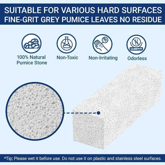 Alt view image 6 of 6 - 2 Pack Pumice Stone for Toilet Cleaning, Extra Long Handle for Removing Bowl Ring, Pool, Bathroom, Toilet Brush (White)
