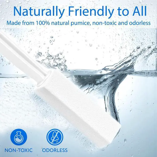Alt view image 4 of 6 - 2 Pack Pumice Stone for Toilet Cleaning, Extra Long Handle for Removing Bowl Ring, Pool, Bathroom, Toilet Brush (White)