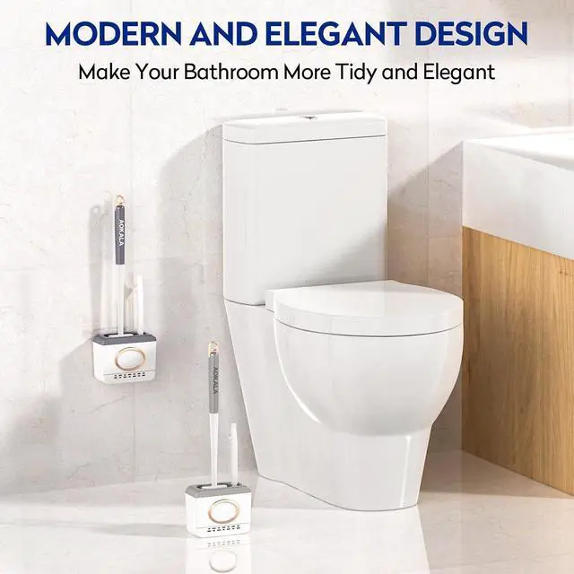 Alt view image 6 of 6 - Dark Gray Toilet Bowl Cleaner Set - Silicone Toilet Brush and Holder for Deep Cleaning