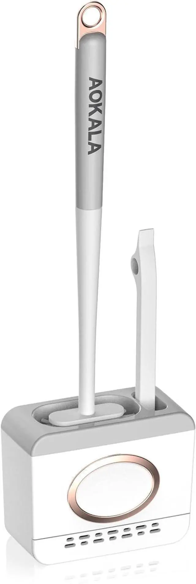 Main image of Toilet Bowl Cleaning Set - Silicone Brush with Holder, Deep Cleaning Scrubber - Light Gray