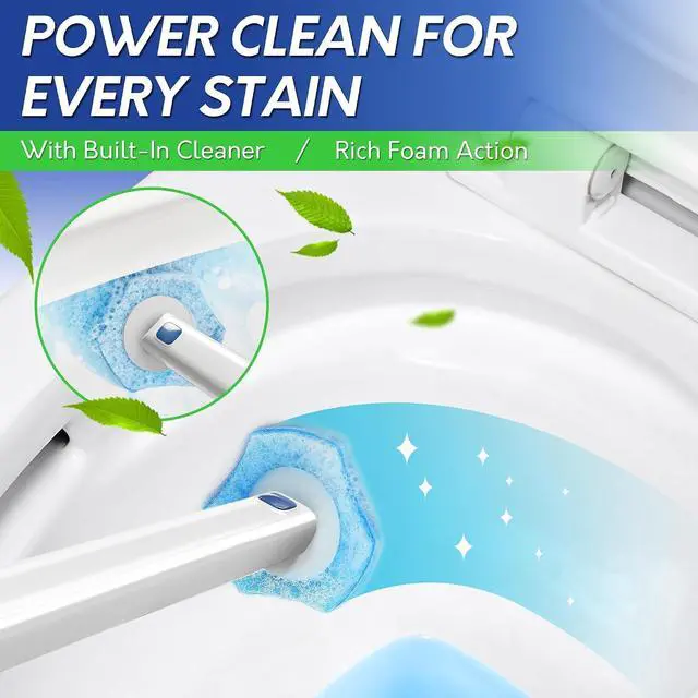 Alt view image 2 of 7 - BOOMJOY Disposable Toilet Brush Set with 15 Wand Refills, Toilet Bowl Cleaner Wand with Holder, Toilet Cleaning System Starter Wand Kit, Bathroom Cleaning Set