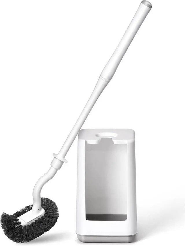 Main image of Toilet Bowl Brush and Holder Sturdy Plastic Long Handled Toilet Brushes for Bathroom with Ventilated Base Easy to Assemble for Deep Cleaning (White 1)