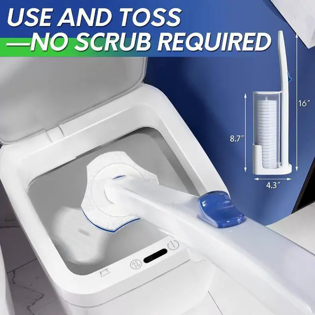 Alt view image 6 of 7 - BOOMJOY Disposable Toilet Brush Set with 15 Wand Refills, Toilet Bowl Cleaner Wand with Holder, Toilet Cleaning System Starter Wand Kit, Bathroom Cleaning Set