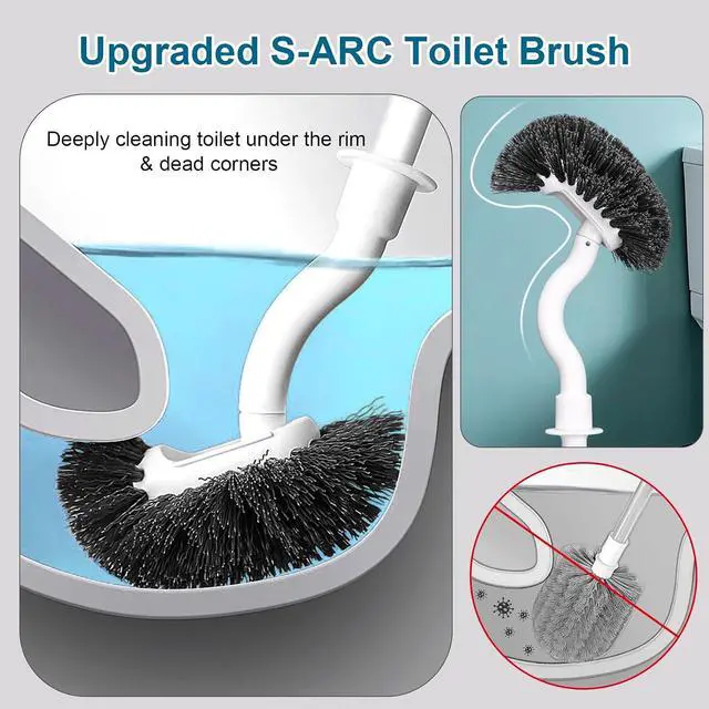 Alt view image 4 of 7 - Toilet Bowl Brush and Holder Sturdy Plastic Long Handled Toilet Brushes for Bathroom with Ventilated Base Easy to Assemble for Deep Cleaning (White 1)