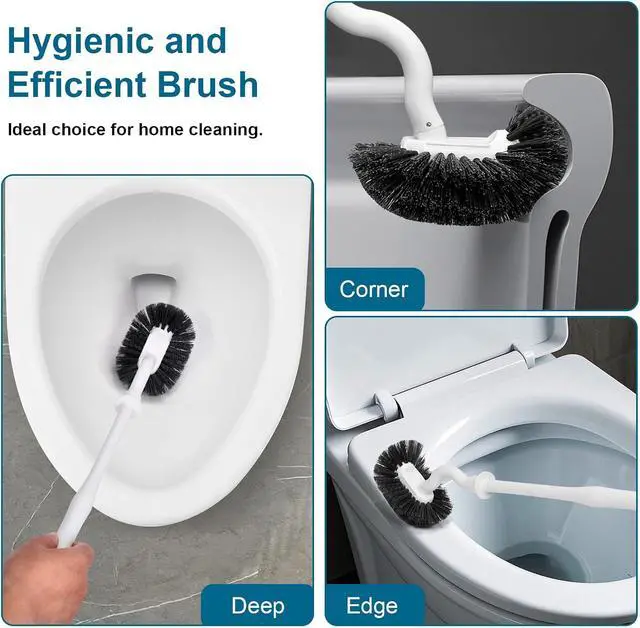 Alt view image 7 of 7 - Toilet Bowl Brush and Holder Sturdy Plastic Long Handled Toilet Brushes for Bathroom with Ventilated Base Easy to Assemble for Deep Cleaning (White 1)