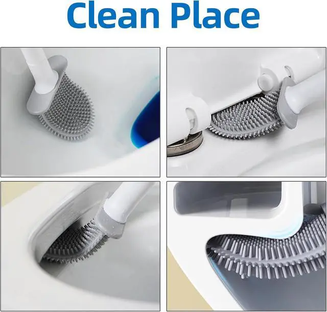 Alt view image 3 of 4 - Silicone Toilet Brush,Toilet Bowl Brush,Toilet Brush and Holder Set,Rv Toilet Cleaner Brush Wall Mounted for BathroomRV Travel Trailers and Campers