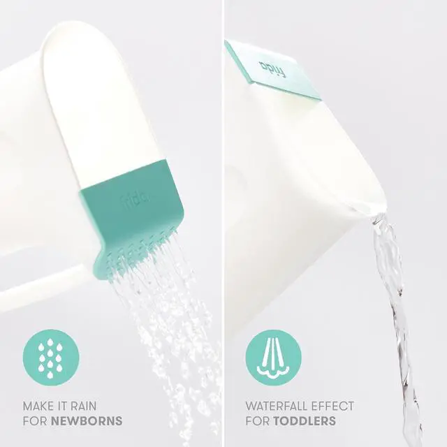 Alt view image 4 of 6 - Frida Baby Control The Flow Bath Rinse Cup, Tear Free Rinser to Wash Hair and Body with Easy Grip Handle and Removable Rain Shower, Made in USA