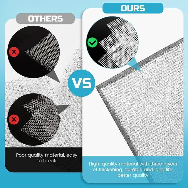 Alt view image 3 of 7 - 20 Pcs New Upgrade 3-Layer Metal Dish Cloth, No Scratches and No Odor, Multipurpose Wire Dishwashing Rag for Wet and Dry, Kitchen Cleaning Dish Rags,Sinks, Dishes, Stove Top, Dimensions(7.08x8.86)