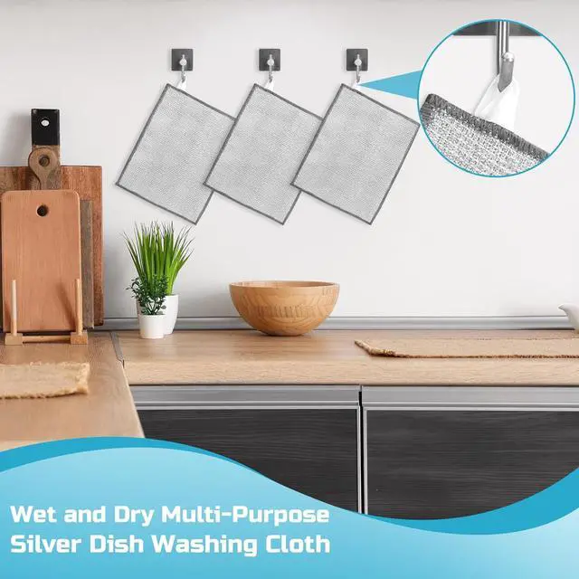 Alt view image 7 of 7 - 20 Pcs New Upgrade 3-Layer Metal Dish Cloth, No Scratches and No Odor, Multipurpose Wire Dishwashing Rag for Wet and Dry, Kitchen Cleaning Dish Rags,Sinks, Dishes, Stove Top, Dimensions(7.08x8.86)