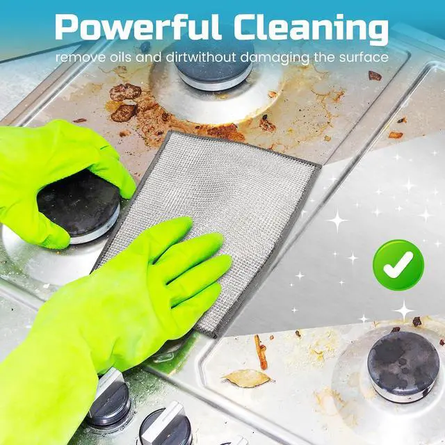 Alt view image 6 of 7 - 20 Pcs New Upgrade 3-Layer Metal Dish Cloth, No Scratches and No Odor, Multipurpose Wire Dishwashing Rag for Wet and Dry, Kitchen Cleaning Dish Rags,Sinks, Dishes, Stove Top, Dimensions(7.08x8.86)