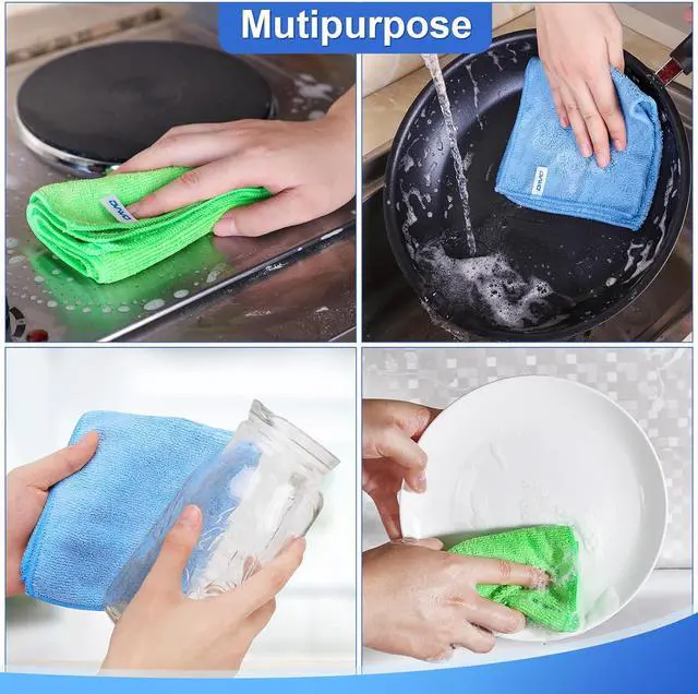 Alt view image 6 of 7 - Microfiber Cleaning Cloth, 12Pcs, 12" x 12", High Density, 4 Colors