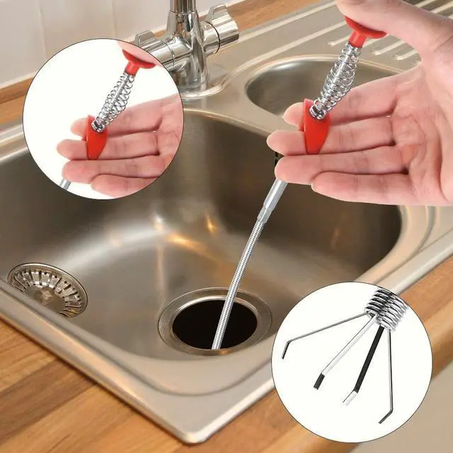 Alt view image 3 of 5 - 4PCS Drain Augers Hair Drain Clog Remover, Bendable Cleaner, for Kitchen Catcher, Sink, Sewer Cleaning Tool