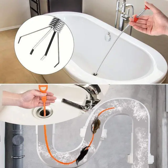 Alt view image 4 of 5 - 4PCS Drain Augers Hair Drain Clog Remover, Bendable Cleaner, for Kitchen Catcher, Sink, Sewer Cleaning Tool