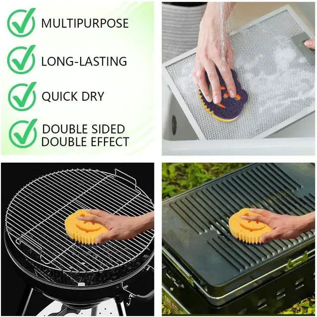Alt view image 3 of 6 - 12 Pack Frog Dual-Sided Multi-Functional Premium Cleaning Sponges,Scrub Sponges,Dishwashing Sponge for Heavy Duty Scouring Pads,Kitchen,Furniture,Dish,Bathroom