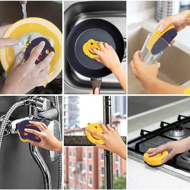 Alt view image 6 of 6 - 12 Pack Frog Dual-Sided Multi-Functional Premium Cleaning Sponges,Scrub Sponges,Dishwashing Sponge for Heavy Duty Scouring Pads,Kitchen,Furniture,Dish,Bathroom