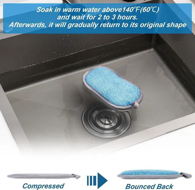 Alt view image 3 of 7 - Non Scratch Scrub Sponge-6pack, Dual-Sided Sponges Kitchen(M,Gray-Blue)