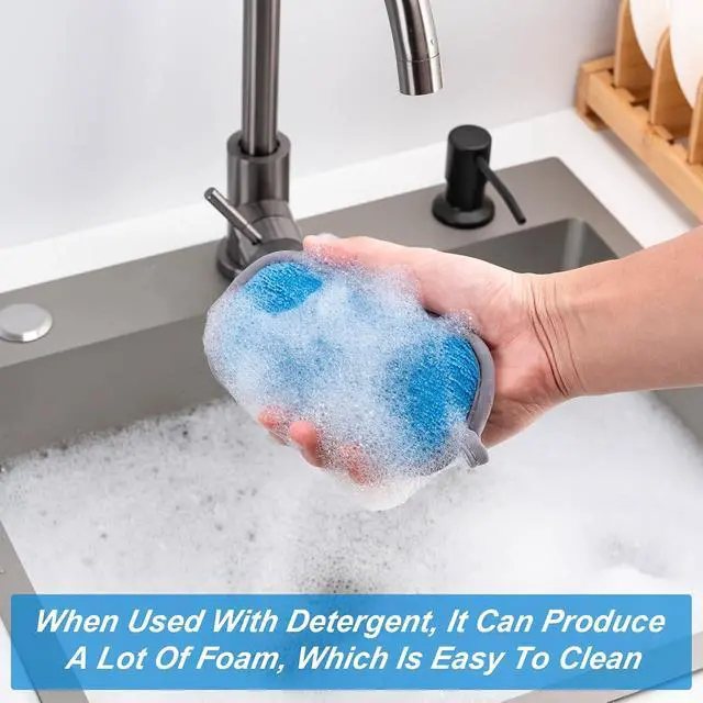 Alt view image 5 of 7 - Non Scratch Scrub Sponge-6pack, Dual-Sided Sponges Kitchen(M,Gray-Blue)
