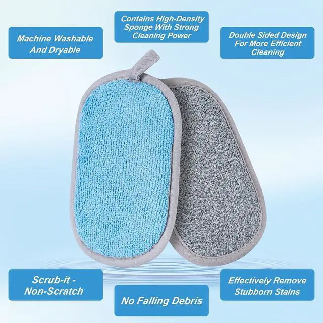 Alt view image 7 of 7 - Non Scratch Scrub Sponge-6pack, Dual-Sided Sponges Kitchen(M,Gray-Blue)